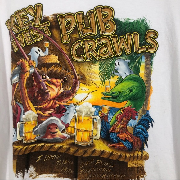 Men’s Comical Graphic Tee, Key West Pub Crawl,”I Drink to Make other People..”2X - Picture 2 of 5